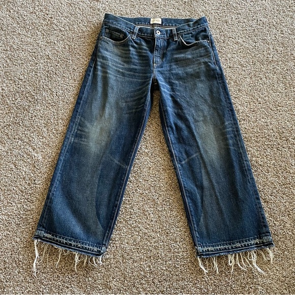 Simon Miller W005 Bora Cropped Wide Leg Jeans Womens 28 Blue Fringed Boho Hippie - Picture 1 of 14